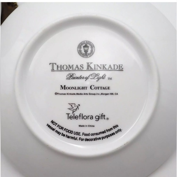 Thomas Kinkade Cup Saucer Stand Set By Teleflora "MOONLIGHT COTTAGE" - Picture 9 of 11